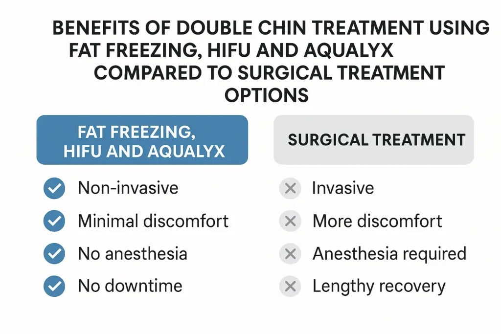 Graphic about the benefits of double chin treatment Liphook - from LA LIPO