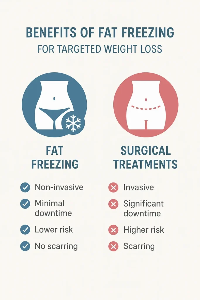 graphic showing the benefits of fat freezing Liphook